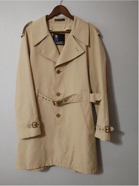 Men's Vintage 70s John Weitz Harbor Master Dacron Poly Beige Trench Coat 40L